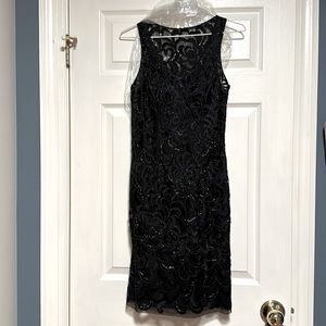 Sue Wong beaded sequined illusion back dress